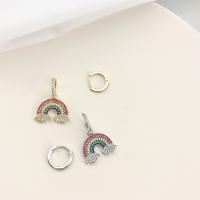 Pendientes asimétricos, metal, Arco de iris, chapado, micro arcilla de zirconia cúbica & para mujer, más colores para la opción, 12x2mm,26x19mm, Vendido por Par