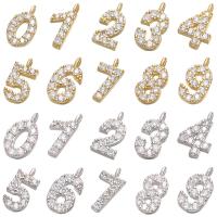 Cubic Zirconia Micro Pave Brass Pendant, Number, gold color plated & micro pave cubic zirconia  