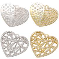 Cubic Zirconia Micro Pave Brass Pendant, Heart, plated & micro pave cubic zirconia Approx 1.2mm 