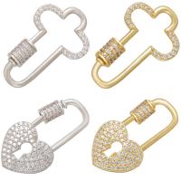 Fashion Carabiner Key Ring, Brass, plated & micro pave cubic zirconia 