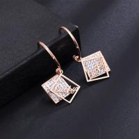 Boucles d'oreilles en acier titane, Losange, Placage, bijoux de mode & pour femme, couleur or rose, 26*52mm, Vendu par paire