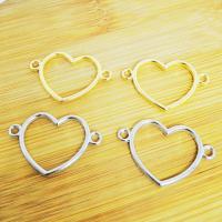 Zinc Alloy Charm Connector, Heart, plated, DIY 