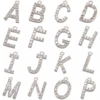 Cubic Zirconia Micro Pave Brass Pendant, Alphabet Letter, plated & micro pave cubic zirconia Approx 2mm 