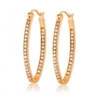 Brass Hoop Earring, gold color plated, micro pave cubic zirconia & for woman 