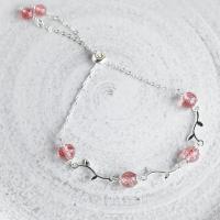 Quarz Armbänder, Messing, mit Strawberry Quartz, Modeschmuck, keine, 13-19CM, verkauft von Strang