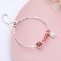 Quarz Armbänder, Messing, mit Strawberry Quartz, Modeschmuck & verschiedene Größen vorhanden, Rosa, verkauft von Strang