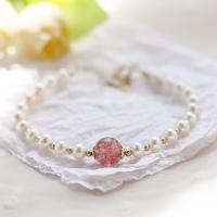 Bracelets de perles en plastique, laiton, avec perle de plastique, bijoux de mode, blanc, 14-17cm, Vendu par brin