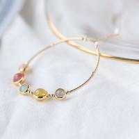 Quarz Armbänder, Messing, mit Strawberry Quartz, Modeschmuck & verschiedene Größen vorhanden, farbenfroh, verkauft von Strang