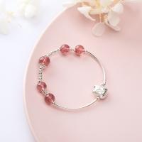 Quarz Armbänder, Messing, mit Strawberry Quartz, Modeschmuck & verschiedene Stile für Wahl, Rosa, verkauft von Strang