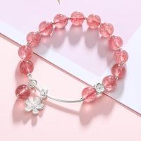 Quarz Armbänder, Messing, mit Strawberry Quartz, Modeschmuck & verschiedene Größen vorhanden, Rosa, verkauft von Strang