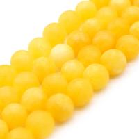 Yellow Calcedony Beads, Round, DIY & matte & frosted, yellow 