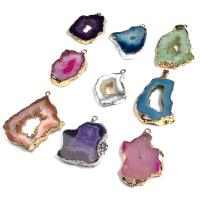 Ice Quartz Agate Pendants, irregular, gold color plated, DIY 20x30- 