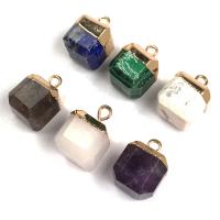 Gemstone Jewelry Pendant, with Zinc Alloy, Square, gold color plated, DIY 