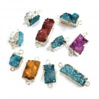 Ice Quartz Agate Pendants, with Zinc Alloy, irregular, silver color plated, DIY & 1/1 loop 8x18- 