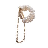 Earring Cuff and Wraps, Zinc Alloy, with Plastic Pearl, gold color plated, for woman, white 