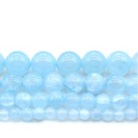 Green Jade Beads, Round, DIY light blue 