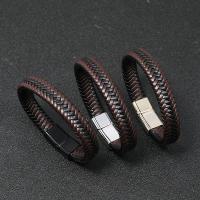 Männer Armband, PU Leder, mit Zinklegierung, plattiert, Modeschmuck & verschiedene Größen vorhanden & für den Menschen, keine, longuff1a20.5-22.5CM,widthuff1a1.2CM, verkauft von Strang