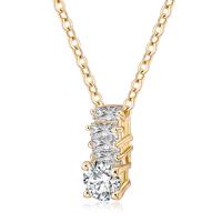 Cubic Zircon Micro Pave Brass Necklace, gold color plated, micro pave cubic zirconia & for woman Inch 