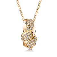 Cubic Zircon Micro Pave Brass Necklace, gold color plated, micro pave cubic zirconia & for woman Inch 