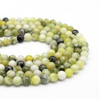 Легкий Mottle Green Jade Бусины, Круглая, полированный, DIY & разный размер для выбора, светло-зеленый, длина:38 см, продается Strand