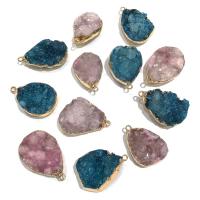 Ice Quartz Agate Pendants, with Zinc Alloy, irregular, gold color plated, DIY, Random Color, 18x28- 