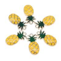 Zink Legierung Emaille Anhänger , Zinklegierung, mit Emaille, Ananas, plattiert, DIY, gelb, 24*11*3mm, Bohrung:ca. 2mm, 100PCs/Tasche, verkauft von Tasche