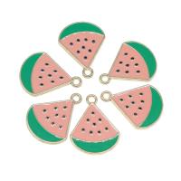 Zink Legierung Emaille Anhänger , Zinklegierung, mit Emaille, Wassermelone, plattiert, DIY, Rosa, 24*22*1mm, Bohrung:ca. 2mm, 100PCs/Tasche, verkauft von Tasche