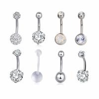 metal Sistema de la joyería Piercing del cuerpo, chapado, 8 piezas & micro arcilla de zirconia cúbica & para mujer, más colores para la opción, Vendido por Set