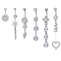 laiton Bijoux Body Piercing Set, Placage, 6 pièces & pavé de micro zircon & pour femme, plus de couleurs à choisir, Vendu par fixé