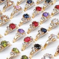 Zinc Alloy Finger Ring, with Cubic Zirconia, Donut, plated, fashion jewelry & mixed ring size, mixed colors, 300*180*40mm, US Ring .5-10 