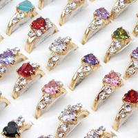 Zinc Alloy Finger Ring, with Cubic Zirconia, Donut, plated, fashion jewelry & mixed ring size, mixed colors, 300*180*40mm, US Ring .5-10 