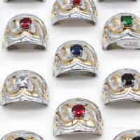 Zinc Alloy Finger Ring, with Cubic Zirconia, Donut, plated, fashion jewelry & mixed ring size, mixed colors, 300*180*40mm, US Ring .5-10 