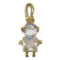 Cubic Zirconia Micro Pave Brass Pendant, Boy, gold color plated, micro pave cubic zirconia Approx 3.5mm 