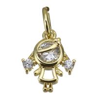 Cubic Zirconia Micro Pave Brass Pendant, Girl, gold color plated, micro pave cubic zirconia Approx 4mm 