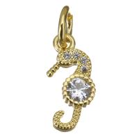 Cubic Zirconia Micro Pave Brass Pendant, Seahorse, gold color plated, micro pave cubic zirconia Approx 4mm 