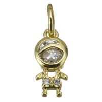 Cubic Zirconia Micro Pave Brass Pendant, Boy, gold color plated, micro pave cubic zirconia Approx 4mm 