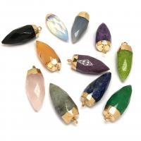 Gemstone Pendantifs en laiton, pierre gemme, avec laiton, Placage de couleur d'or, DIY, plus de couleurs à choisir Vendu par PC