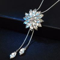 Zinc Alloy Cubic Zirconia Necklace, with Cubic Zirconia, fashion jewelry 80cm+7cm   9cm   5.0cm 