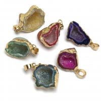 Ice Quartz Agate Pendants, irregular, gold color plated, DIY 18x28- 