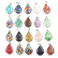 Gemstone Jewelry Pendant, Resin, Teardrop, silver color plated, DIY 