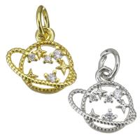 Cubic Zirconia Micro Pave Brass Pendant, gold color plated, micro pave cubic zirconia & hollow 