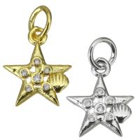 Cubic Zirconia Micro Pave Brass Pendant, Star, plated, micro pave cubic zirconia 