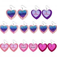 PU Leather Drop Earring, Heart, fashion jewelry & for woman 