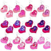 PU Leather Drop Earring, Heart, fashion jewelry & for woman 