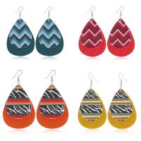 PU Leather Drop Earring, Teardrop, fashion jewelry & for woman 