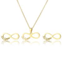 Fashion Stainless Steel Jewelry Sets, Stud Earring & necklace, gold color plated, 2 pieces & for woman .7 Inch 