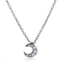 Collier zircon cubique de zinc Alloy, alliage de zinc, avec zircon cubique, bijoux de mode, argent, Vendu par brin