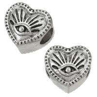 Perles de gros trou en alliage de zinc, coeur, Placage, DIY, argent Environ 4.5mm, Vendu par PC