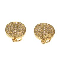 Cubic Zirconia Micro Pave Brass Pendant, Round, plated, DIY & micro pave cubic zirconia, golden, 13*11*2mm 