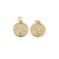 Brass Jewelry Pendants, Round, plated, DIY, golden, 14*15*2mm 